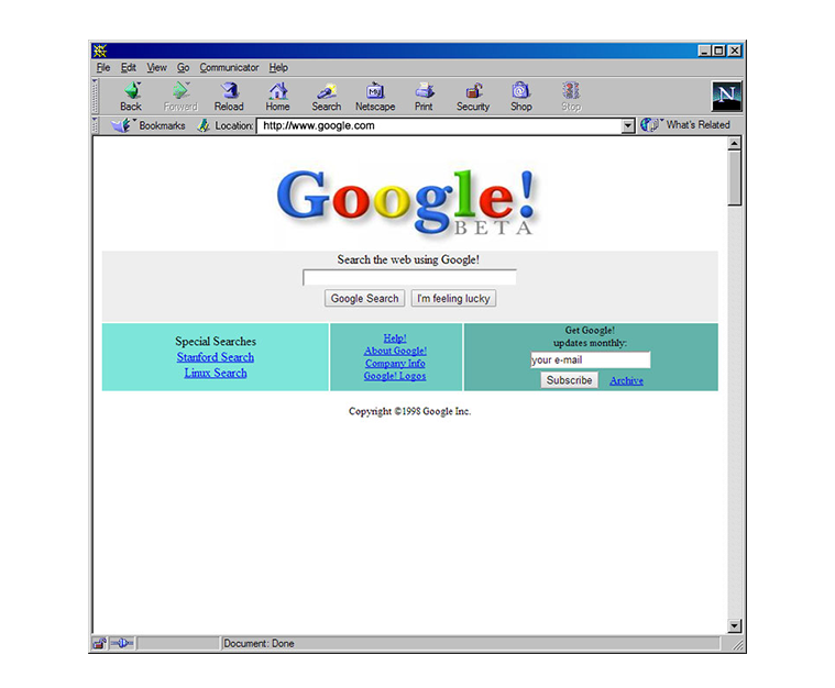 Google Beta Website 1990s